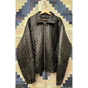 Vintage American Born Moda Italiana Quilted Italian Leather Jacket Size 4XL‎